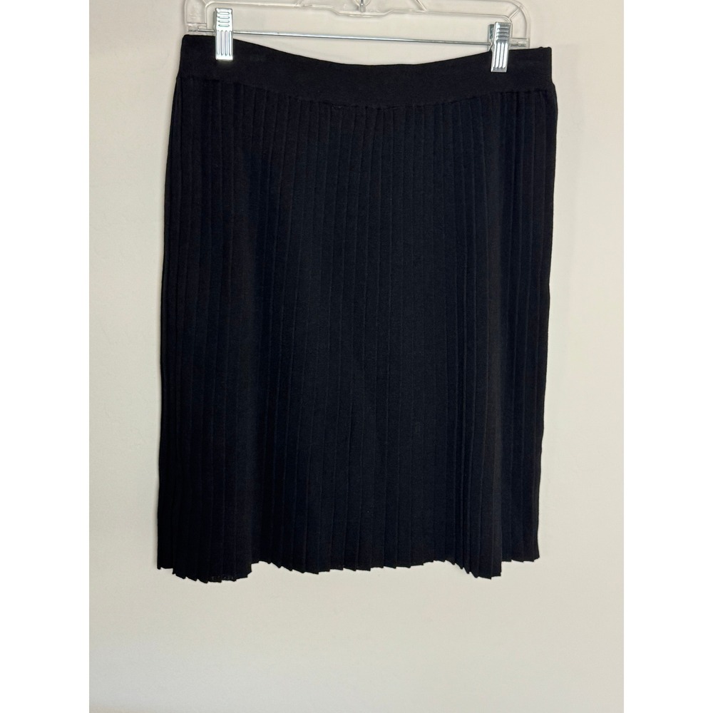 St John Evening Marie Gray Black Pleated Knit Skirt Womens 16
